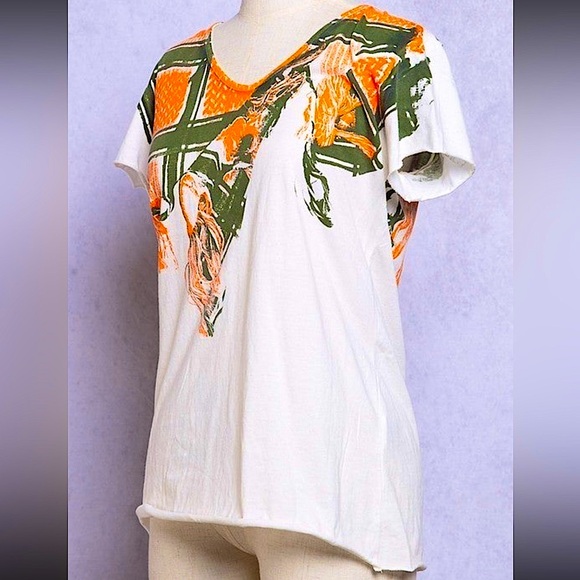 🆕🌿🤍POL: Scarf Ivory Tee SMALL - Picture 2 of 6